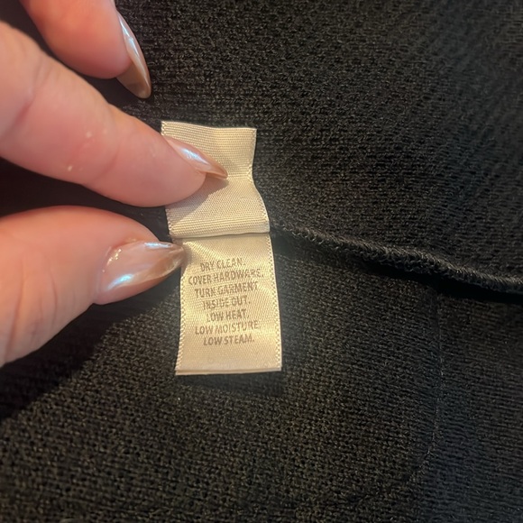 St. John Caviar 2-Button Wool Blend Pique Knit Jacket in Black - Picture 7 of 7